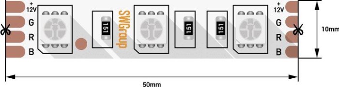 Светодиодная лента SWG 14,4W/m 60LED/m 5050SMD разноцветный 5M 007268