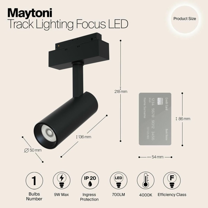 Трековый светодиодный светильник Maytoni Track Lamps TR019-2-10W4K-B