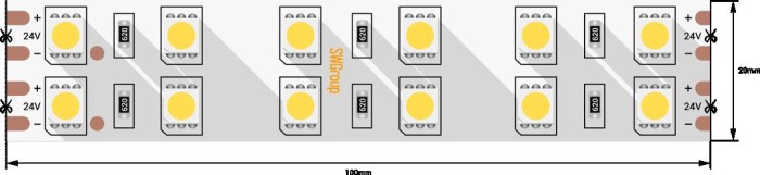 Светодиодная лента SWG 28,8W/m 120Led/m 5050SMD холодный белый 5M SWG5120-24-28.8-W-М 009705