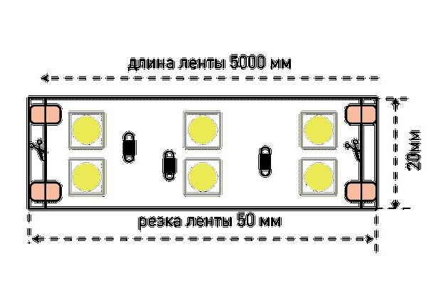 Светодиодная лента SWG 28,8W/m 120Led/m 5050SMD холодный белый 5M SWG5120-24-28.8-W-М 009705