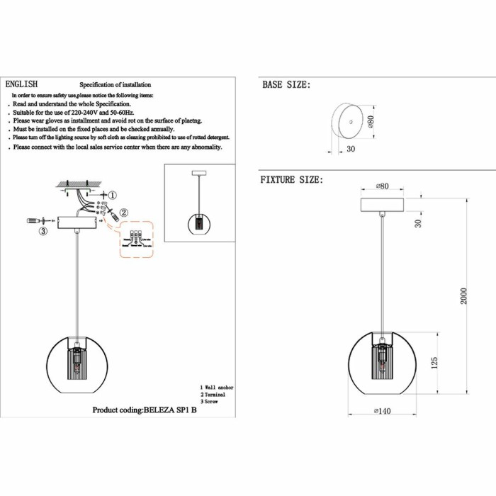 Подвесной светильник Crystal Lux Beleza SP1 B Chrome