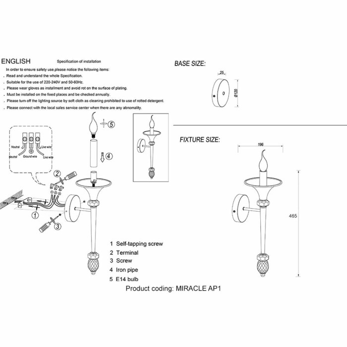 Бра Crystal Lux Miracle AP1 Chrome