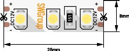 Светодиодная лента SWG 9,6W/m 120Led/m 3528SMD желтый 5M SWG3120-12-9.6-Y-М 009246