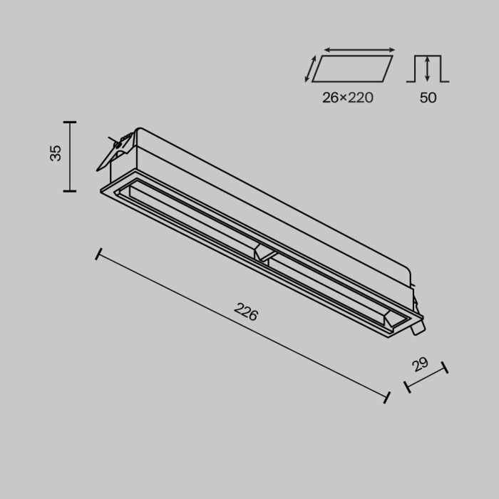 Встраиваемый светильник Maytoni Technical Parete DL100-12W2.7-3-4K-B