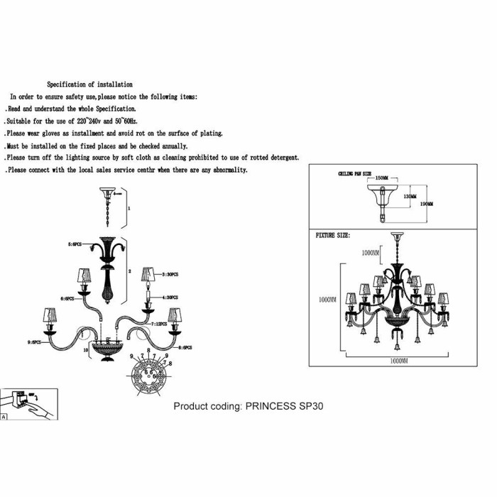Подвесная люстра Crystal Lux Princess SP30