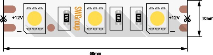 Светодиодная лента SWG 14,4W/m 60Led/m 5050SMD желтый 5M SWG560-12-14.4-Y-M 009262