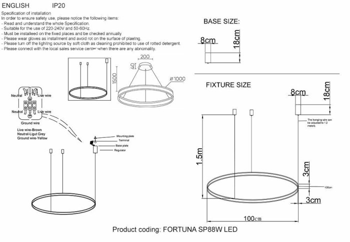 Подвесной светодиодный светильник Crystal Lux Fortuna SP88W Led Black