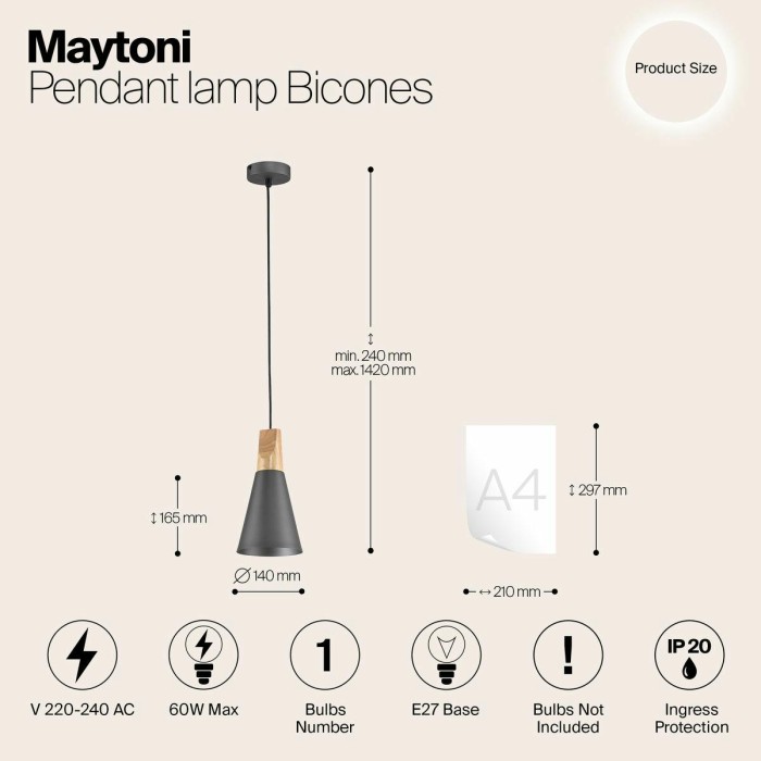 Подвесной светильник Maytoni Bicones P359-PL-140-C