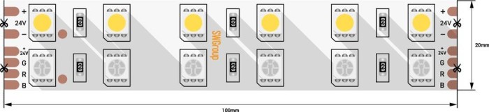 Светодиодная лента SWG 28,8W/m 120LED/m 5050SMD RGB/ теплый белый 5M 901044