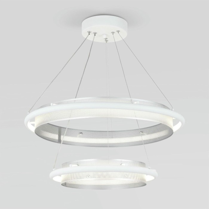 Подвесной светодиодный светильник Eurosvet Imperio 90241/2 белый/ серебро Smart