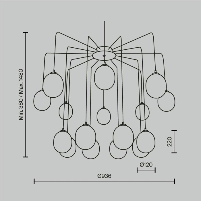 Подвесная люстра Maytoni Branch MOD176PL-16G