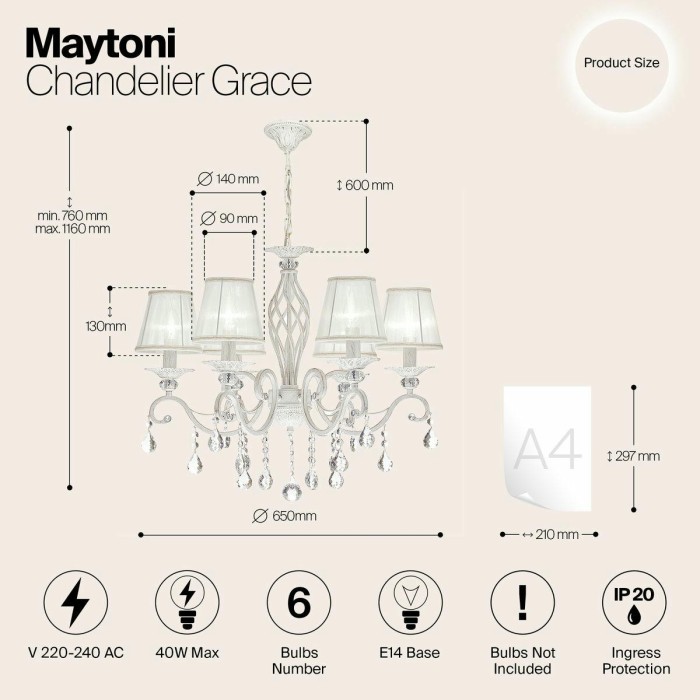 Подвесная люстра Maytoni Grace ARM247-06-G