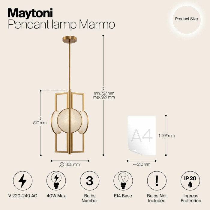 Подвесная люстра Maytoni Marmo MOD099PL-03G