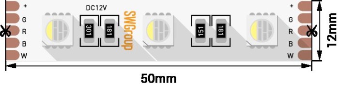 Светодиодная лента SWG 19,2W/m 60Led/m 5050SMD RGB/теплый белый 5M SWG560-12-19.2-RGB+WW-M 010116
