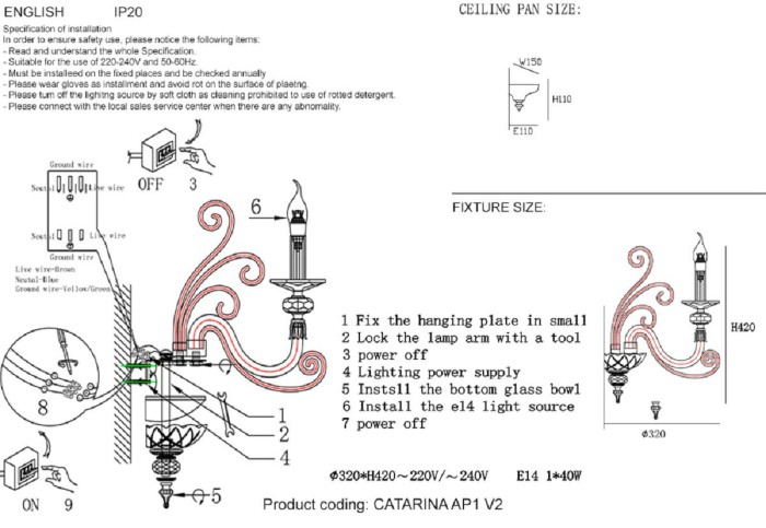 Бра Crystal Lux Catarina AP1 V2 Gold/Transparent-Cognac