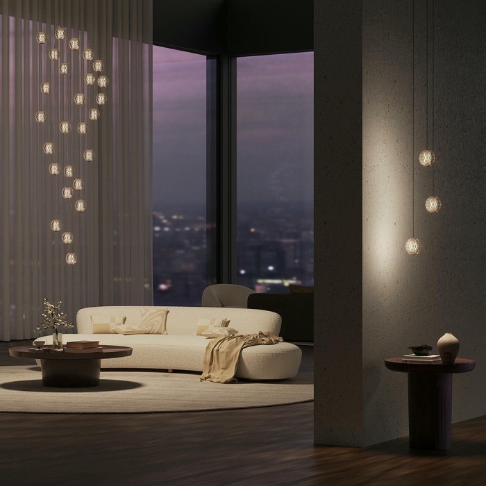 Подвесная светодиодная люстра Maytoni Sapphire MOD293PL-L140BS3K