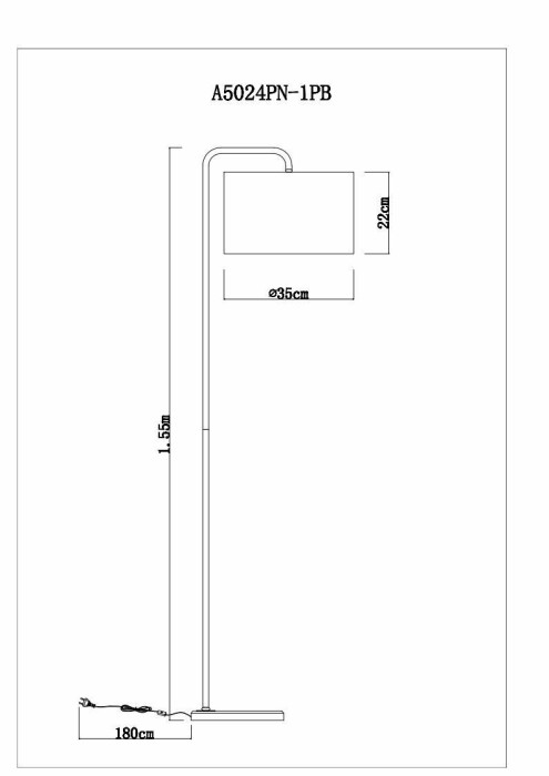 Торшер Arte Lamp Rupert A5024PN-1PB