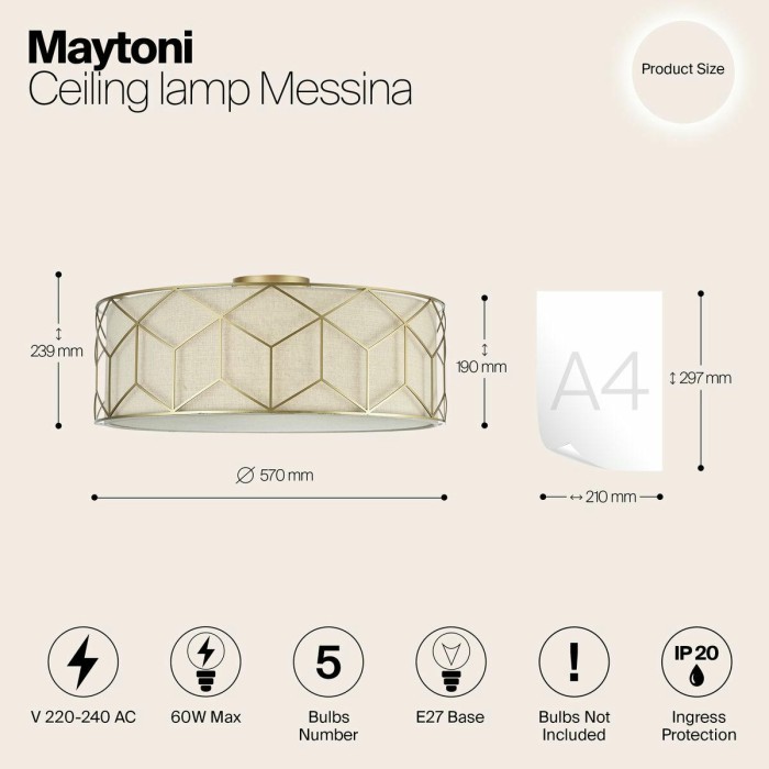 Потолочный светильник Maytoni Messina H223-PL-05-G
