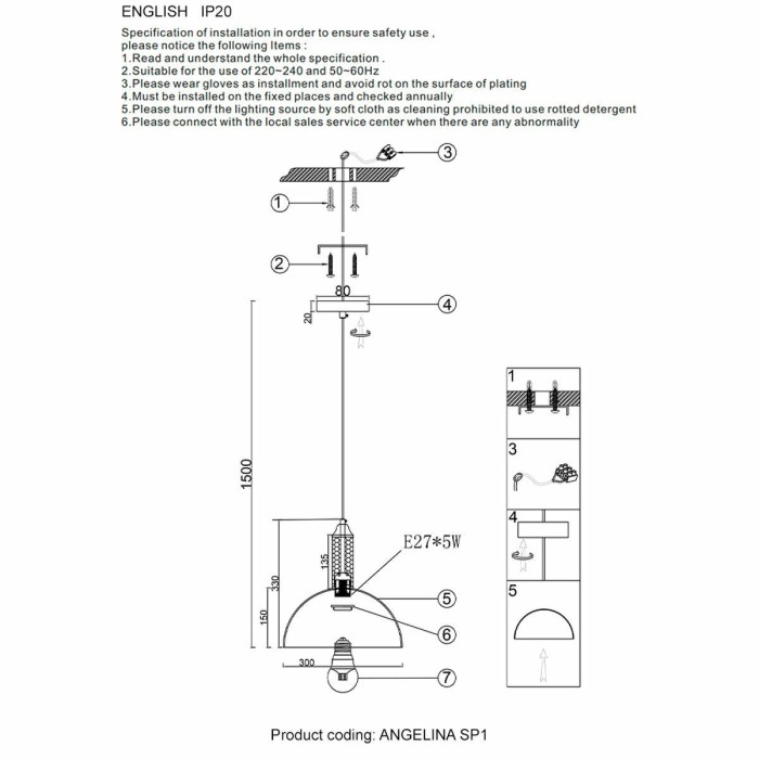 Подвесной светильник Crystal Lux ANGELINA SP1 BRASS
