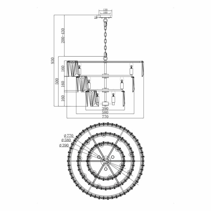 Подвесная люстра Maytoni Puntes MOD043PL-18G
