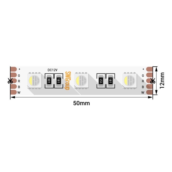 Светодиодная лента SWG 19,2W/m 60Led/m 5050SMD RGB/холодный белый 5M SWG560-12-19.2-RGB+W-M 009713