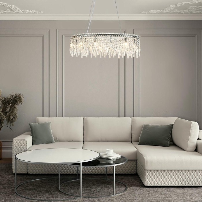 Подвесная люстра Eurosvet Blitz 60159/10 хром/ прозрачный хрусталь Strotskis Smart