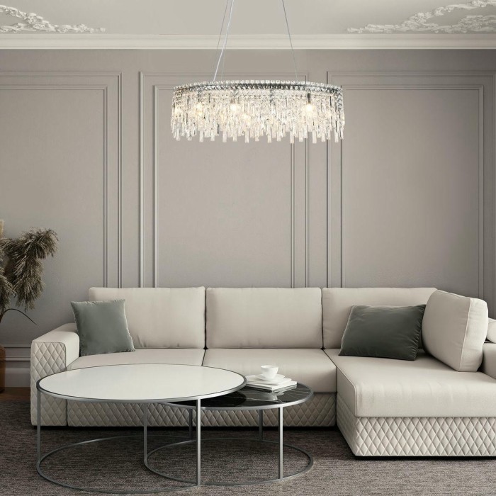 Подвесная люстра Eurosvet Blitz 60159/10 хром/ прозрачный хрусталь Strotskis Smart