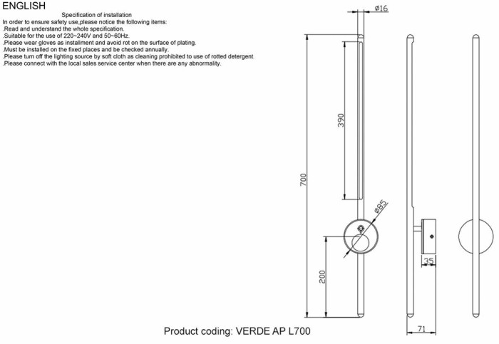 Бра Crystal VERDE AP L700 BLACK NEW