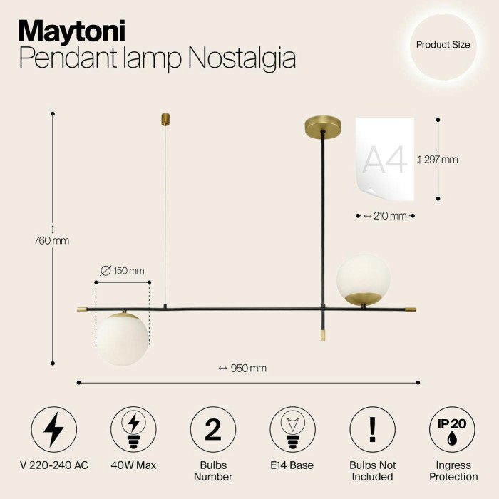 Подвесной светильник Maytoni Nostalgia MOD048PL-02G