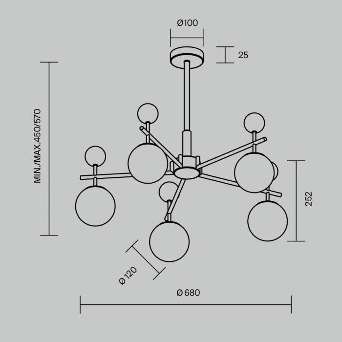 Подвесной светильник Maytoni MOD436PL-05BS