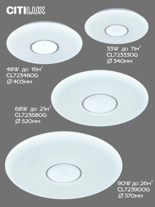 Потолочный светодиодный светильник Citilux Санта CL723480G
