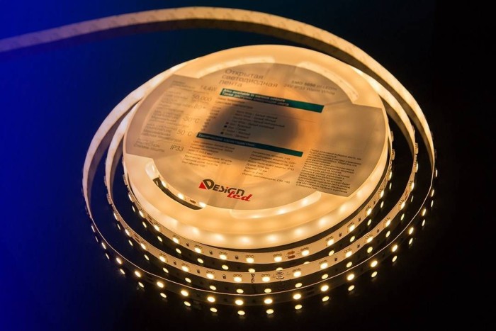 Светодиодная влагозащищенная лента DesignLed 14,4W/m 60LED/m 5050SMD теплый белый 5M 000521
