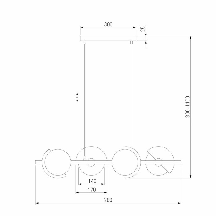 Подвесная люстра Eurosvet Moity 70149/4 черный/латунь