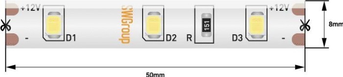 Светодиодная влагозащищенная лента SWG 4,8W/m 60LED/m 2835SMD теплый белый 5M 001878