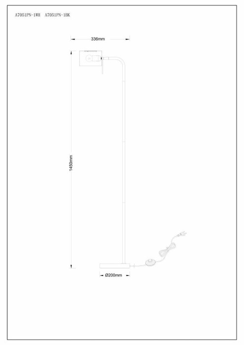 Торшер Arte Lamp SebastianA7051PN-1WH