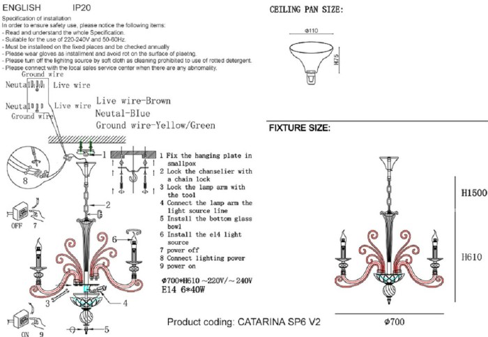 Подвесная люстра Crystal Lux Catarina SP6 V2 Gold/Transparent-Cognac