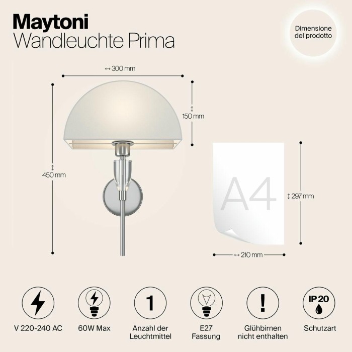 Настенный светильник Maytoni Prima Z034WL-01CH