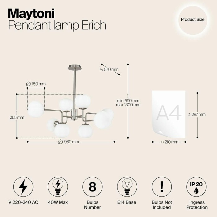 Подвесная люстра Maytoni Erich MOD221-PL-08-N