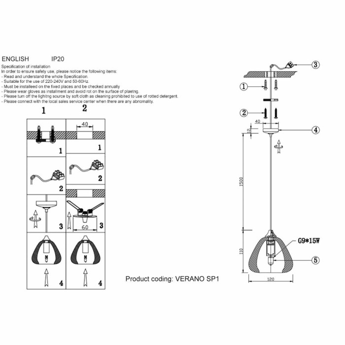 Подвесной светодиодный светильник Crystal Lux Verano SP1 Silver