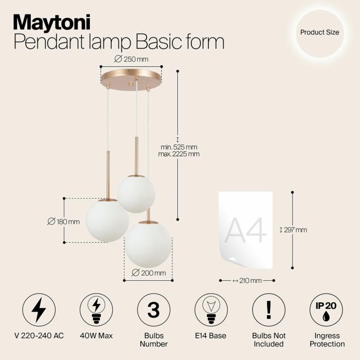 Подвесной светильник Maytoni Basic form MOD321PL-03G1