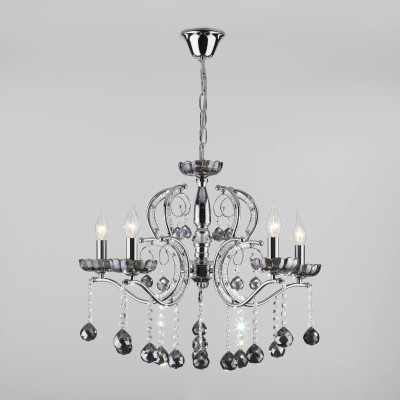 Подвесная люстра Eurosvet Brezza 10107/5 хром/дымчатый хрусталь Strotskis