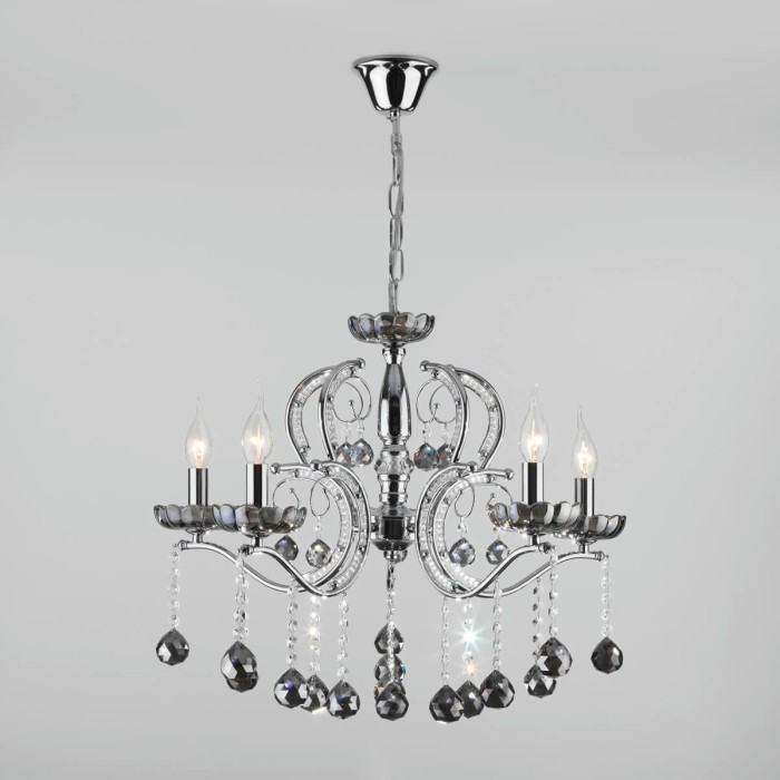 Подвесная люстра Eurosvet Brezza 10107/5 хром/дымчатый хрусталь Strotskis