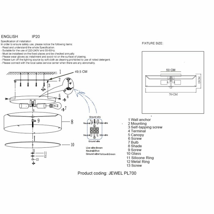 Потолочный светильник Crystal Lux Jewel PL700 Gray