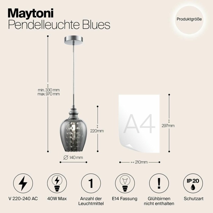 Подвесной светильник Maytoni Blues MOD033-PL-01-N