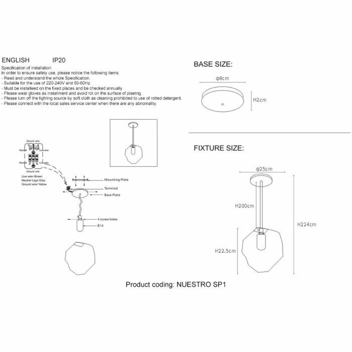 Подвесной светильник Crystal Lux NUESTRO SP1 GOLD/TRANSPARENT