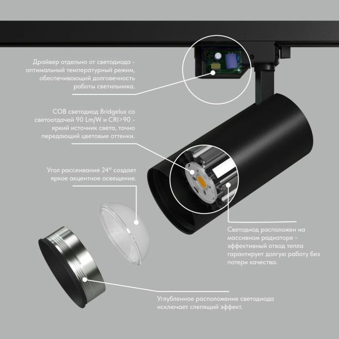 Трековый светильник Denkirs Solid Koper DK6453-BK