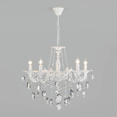 Подвесная люстра Eurosvet Veletta 10108/5 белый/прозрачный хрусталь Strotskis