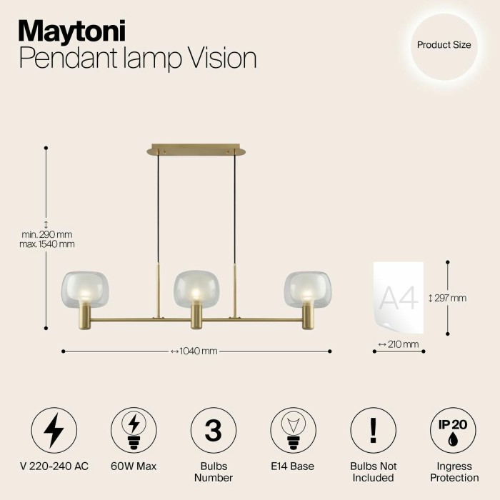 Подвесная люстра Maytoni Vision MOD411PL-03G