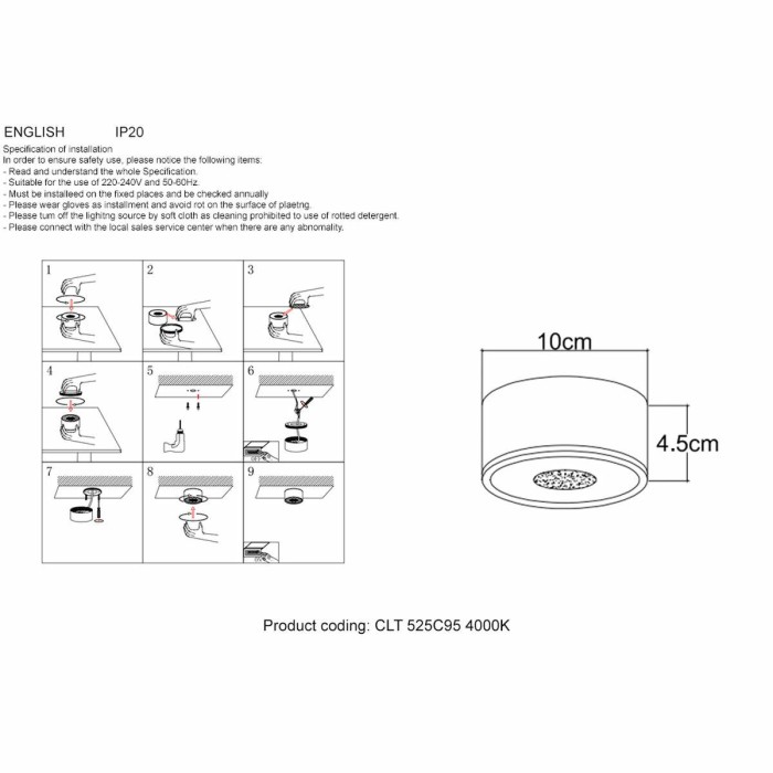 Потолочный светодиодный светильник Crystal Lux CLT 525C95 WH 4000K