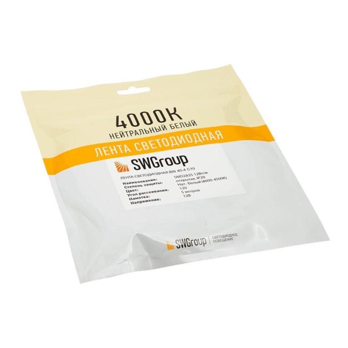 Светодиодная лента SWG 12W/m 120LED/m 2835SMD нейтральный белый 5M 002314
